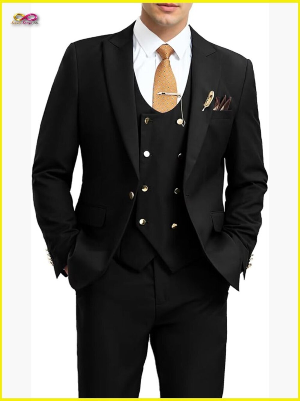 Slim Fit Tuxedo Suit 3 Piece Formal Wedding Prom Blazer Vest Pants